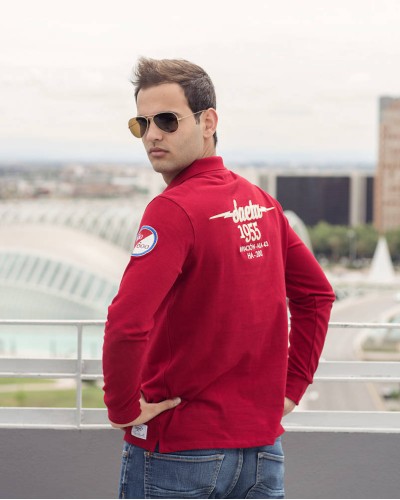 Saeta 1955 Long-Sleeved Polo Shirt, Maroon
