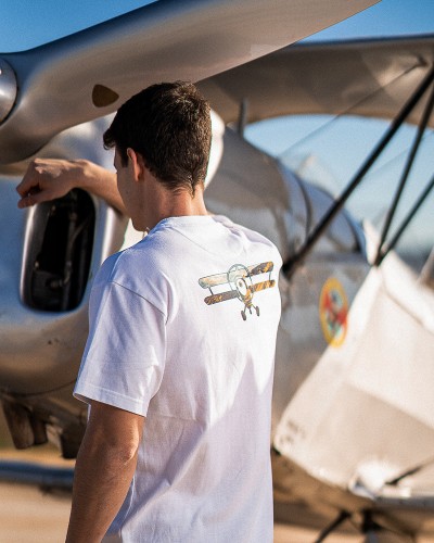 Camiseta Blanca Oversize Avión Espalda